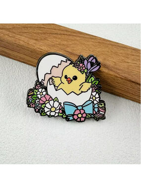 Adorable Easter Chick Hatching Flower Enamel Pin
